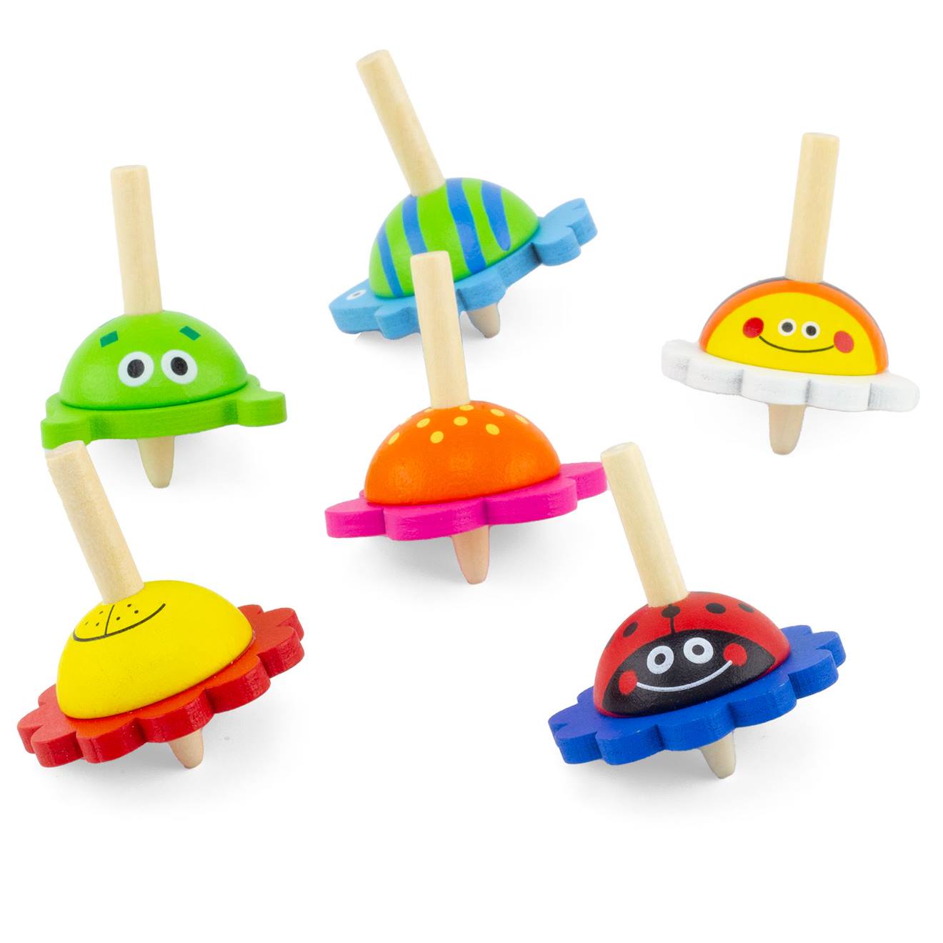 Lot de 6 toupies bébêtes rouge