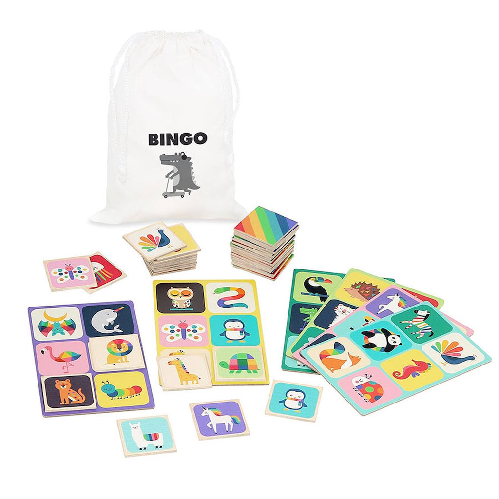 Loto en bois animaux arc-en-ciel beige