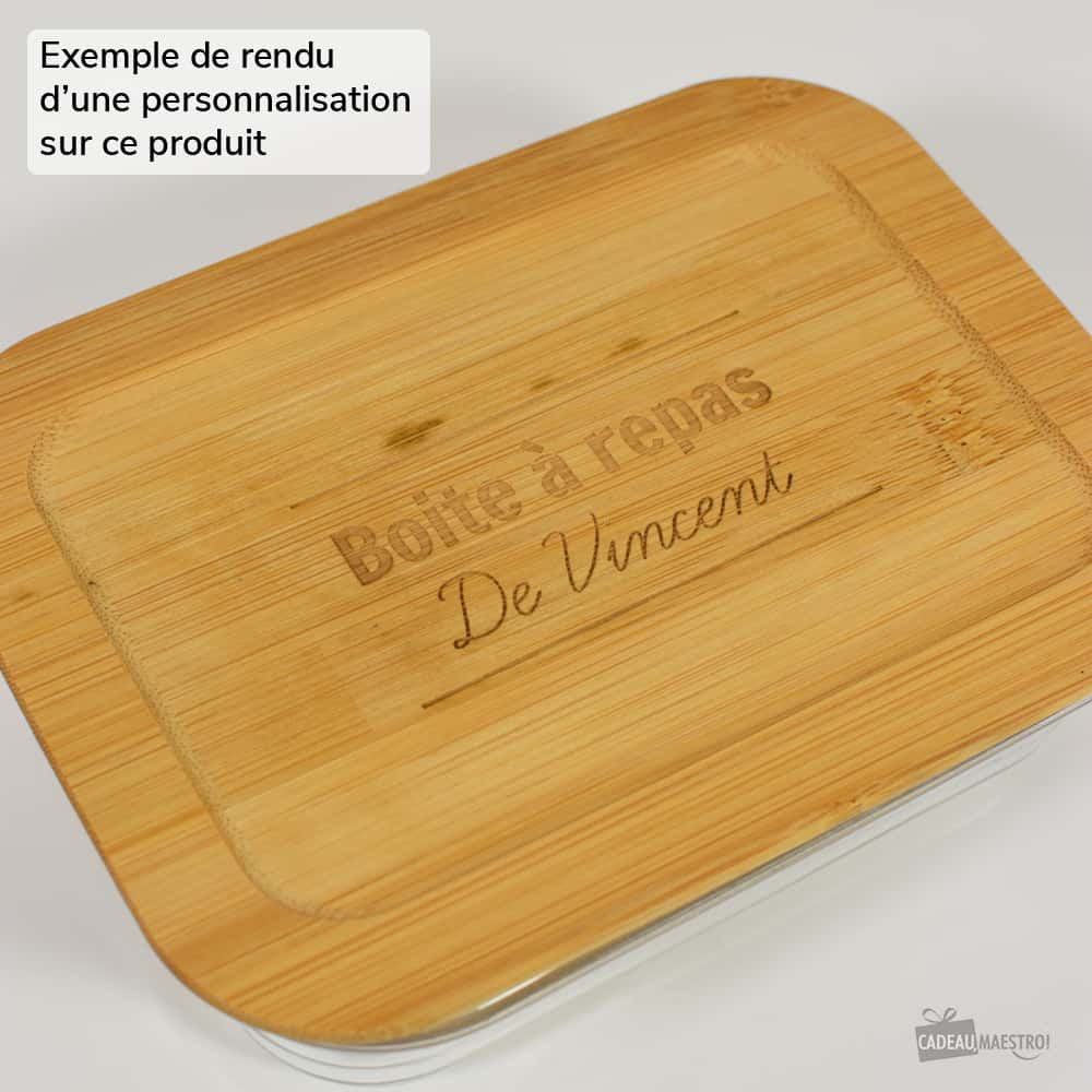 Lunch Box Verre et Bambou avec Couverts Maîtresse à Personnaliser - Lunch Box Originale