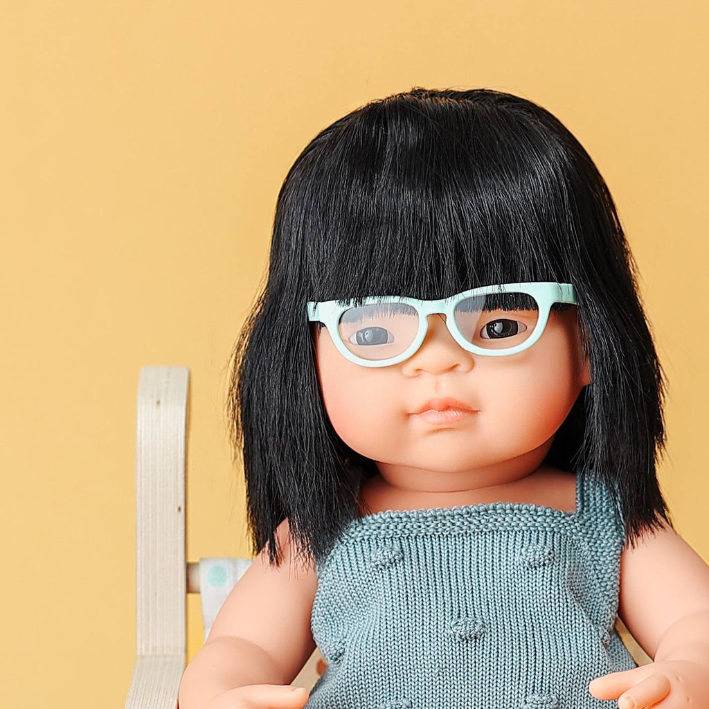 Lunettes turquoise pour poupée bleu