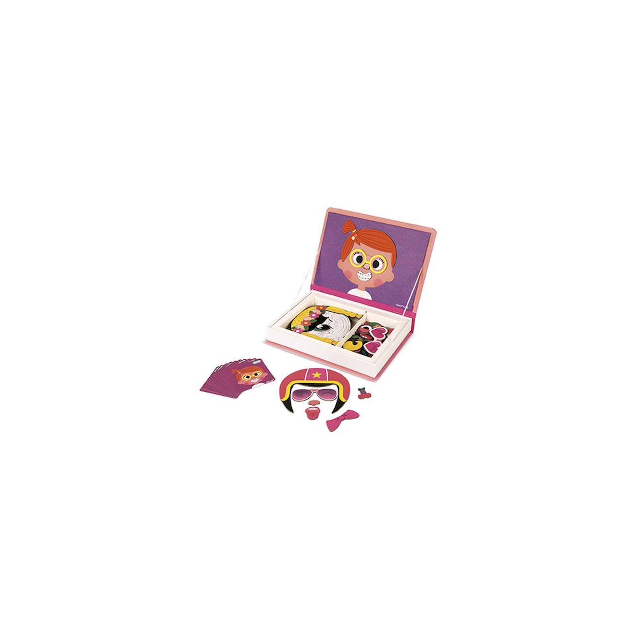 Magnéti'book crazy faces fille, 55 magnets rose