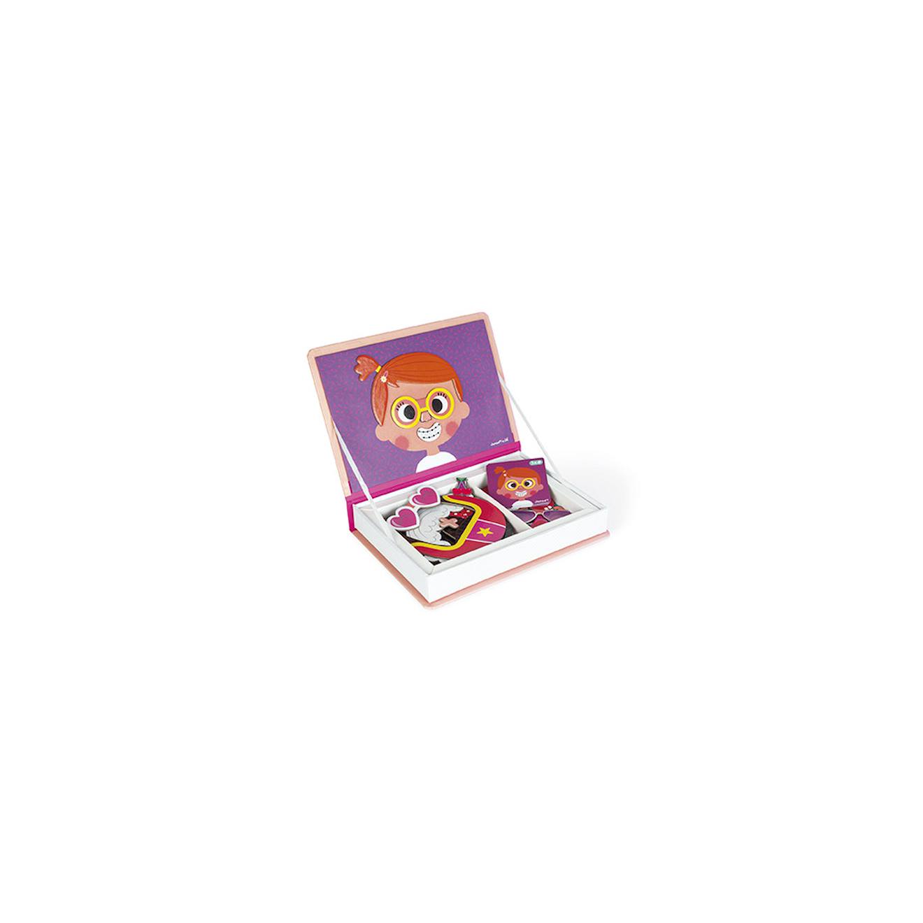 Magnéti'book crazy faces fille, 55 magnets rose