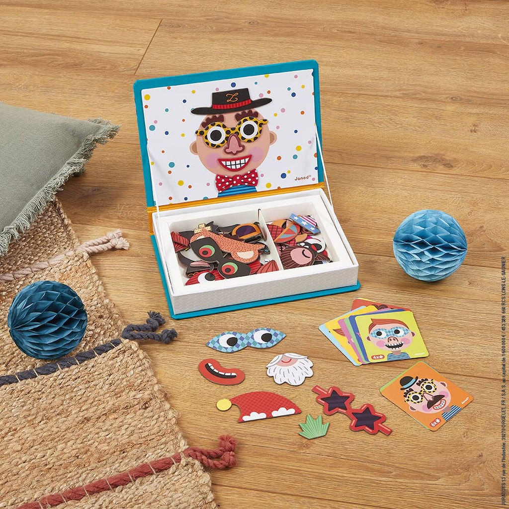 Magnéti'book crazy faces garçon, 70 magnets bleu