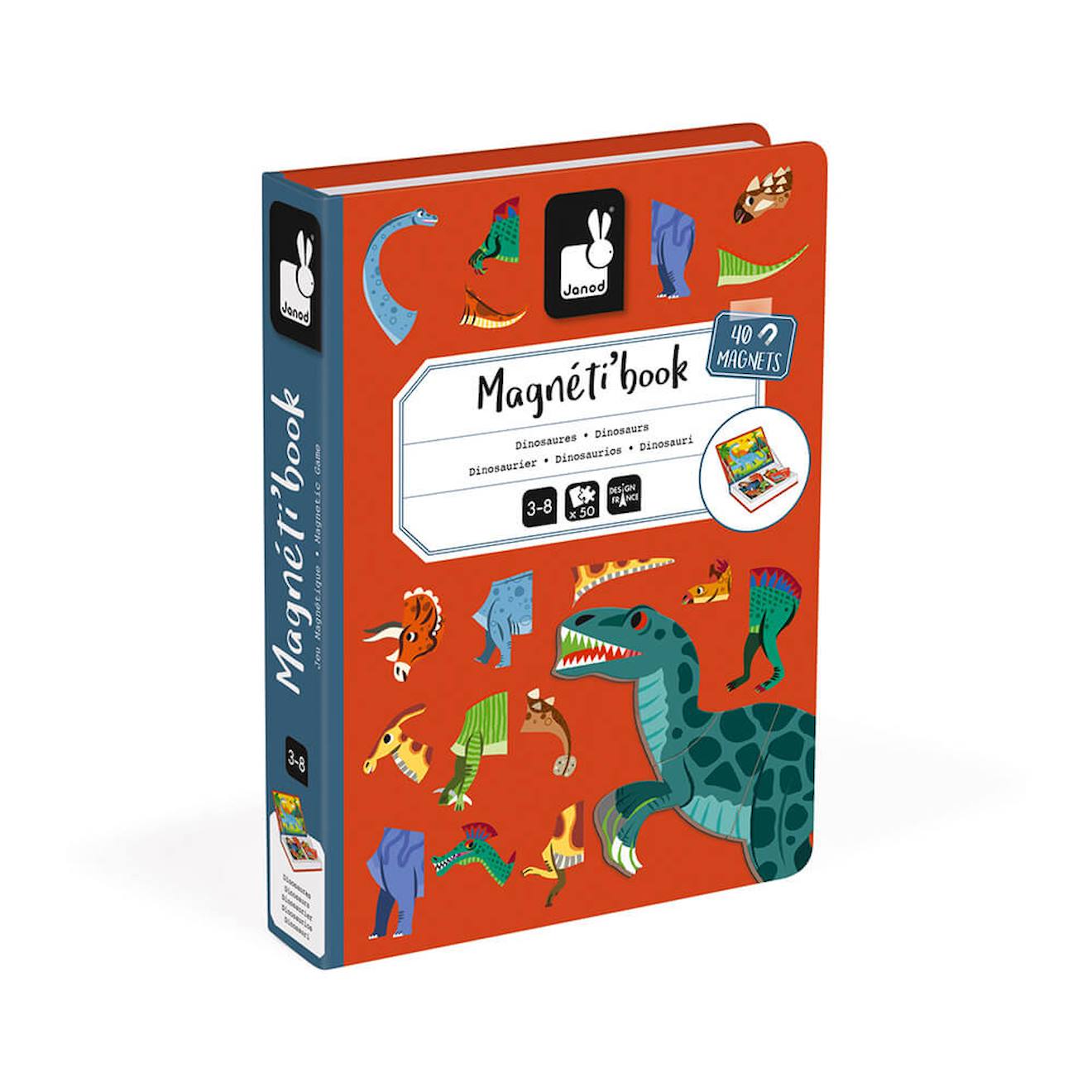 Magnéti'book dinosaures, 40 magnets orange / gris
