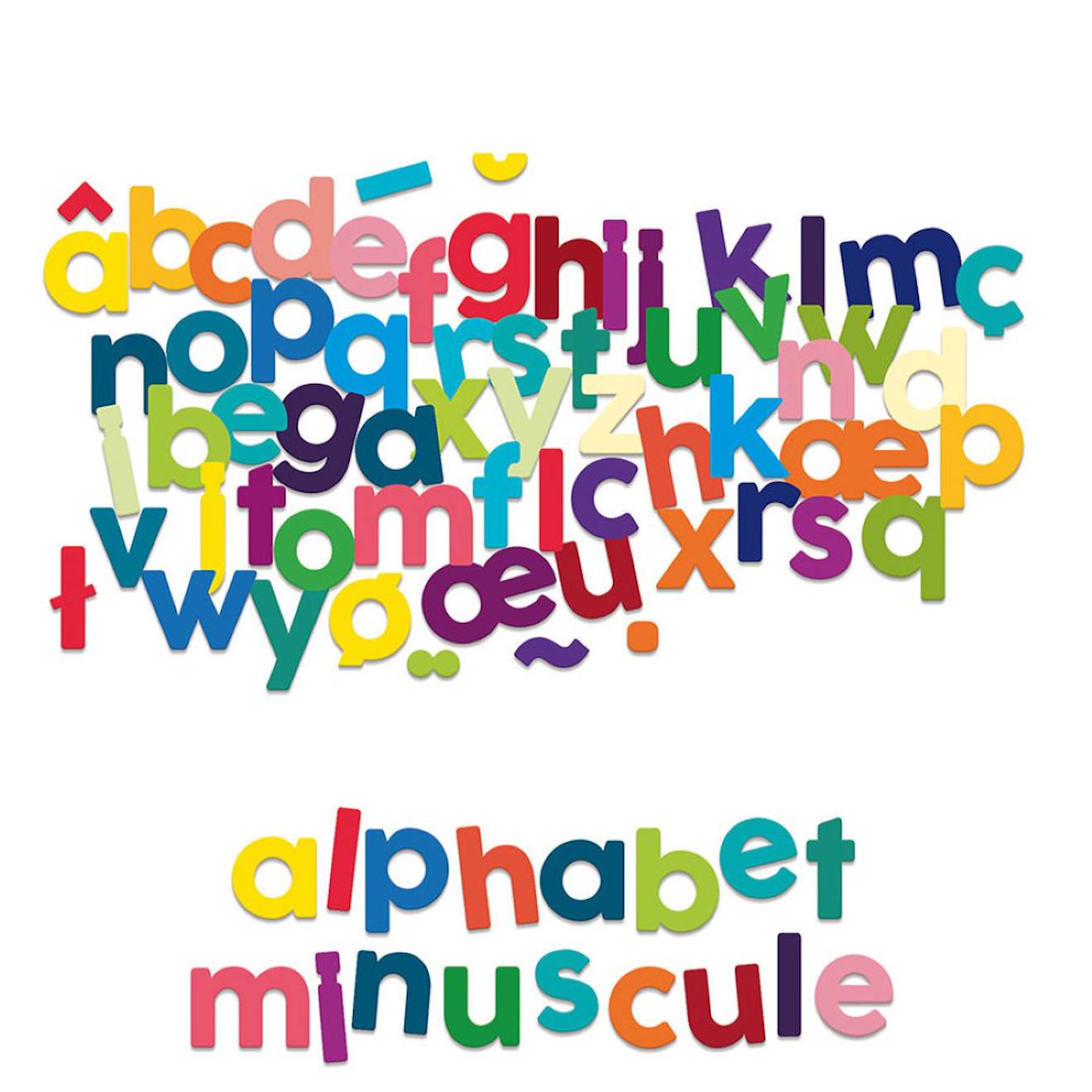 Magnets alphabet minuscule 80 pièces beige