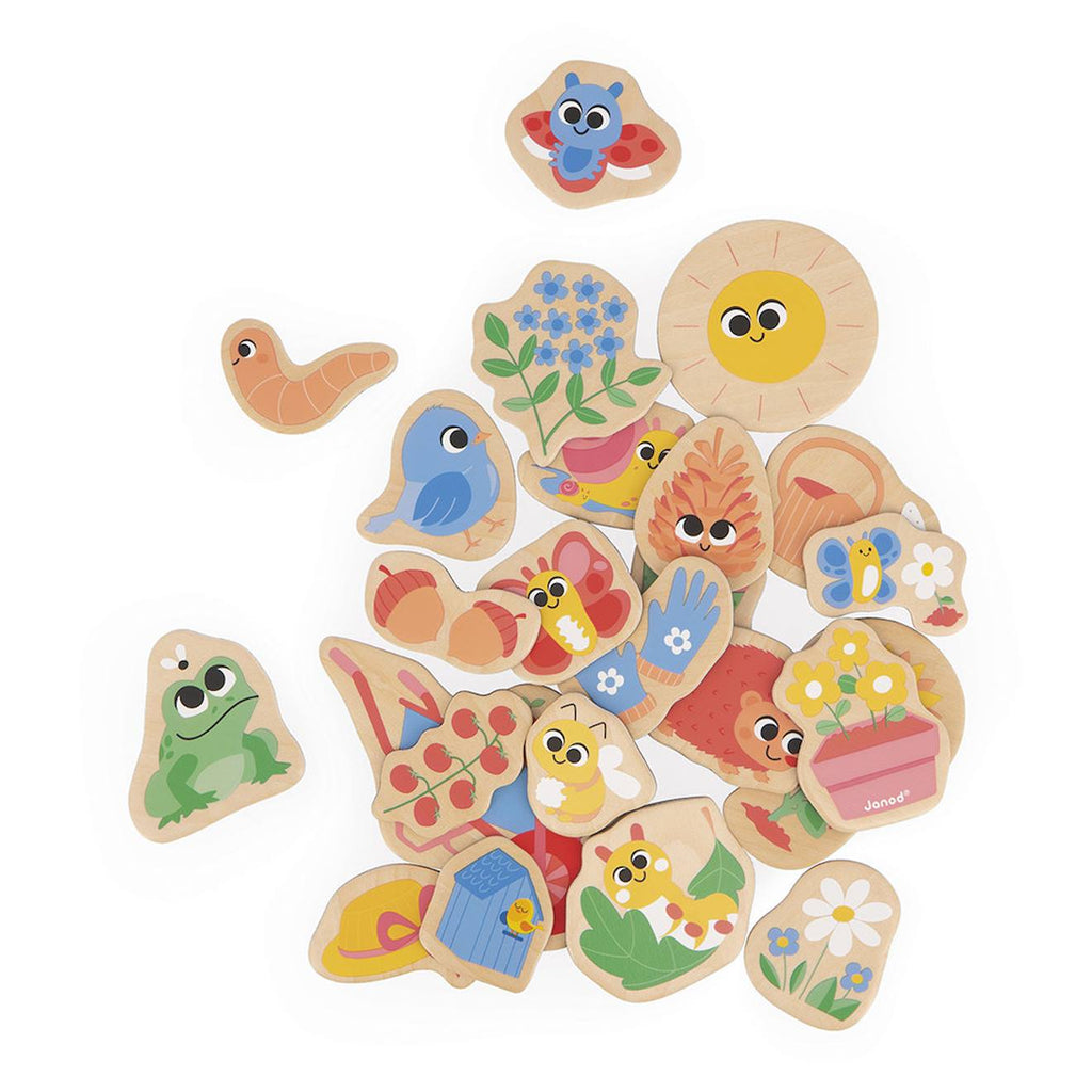 Magnets dinosaures en bois FSC 24 pièces beige - jardin