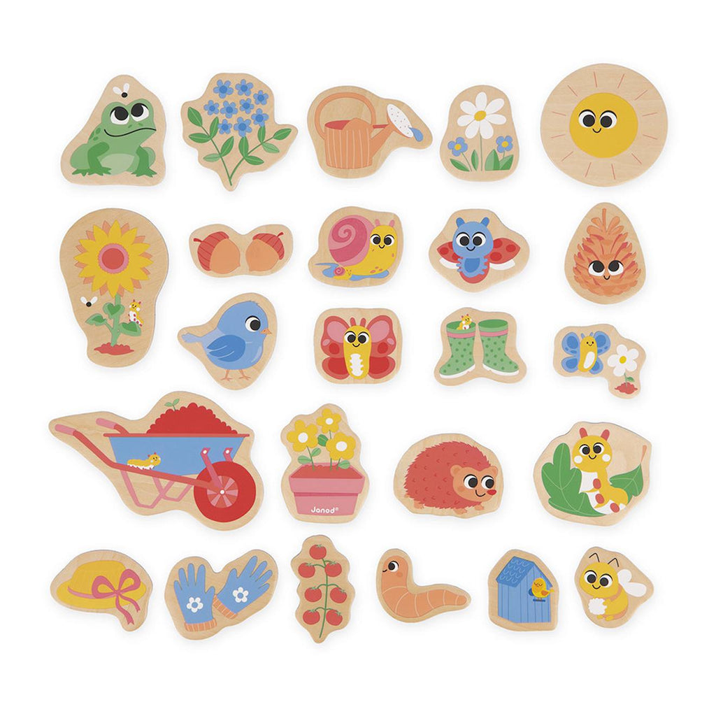 Magnets dinosaures en bois FSC 24 pièces beige - jardin