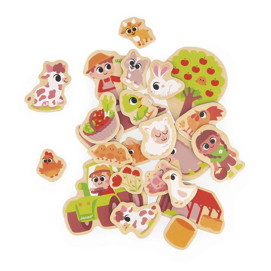 Magnets dinosaures en bois FSC 24 pièces beige - ferme