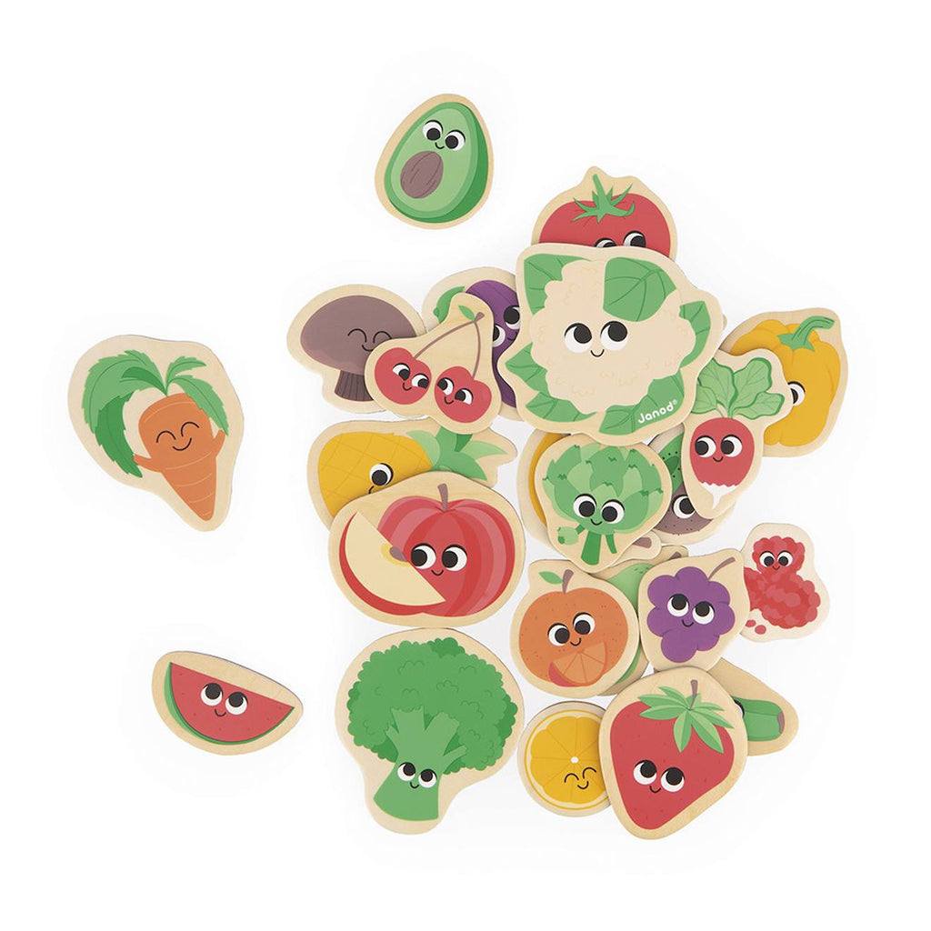 Magnets dinosaures en bois FSC 24 pièces beige - fruits et légumes