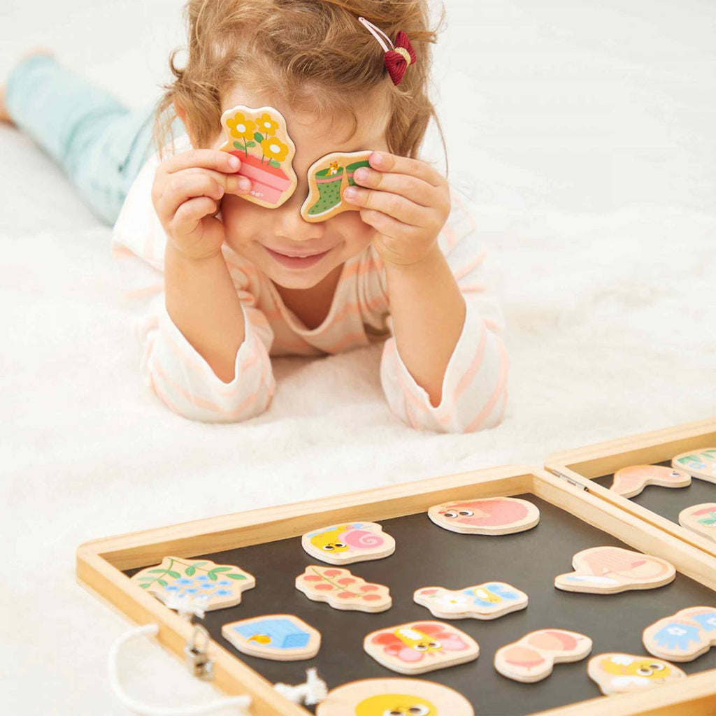 Magnets dinosaures en bois FSC 24 pièces beige - jardin