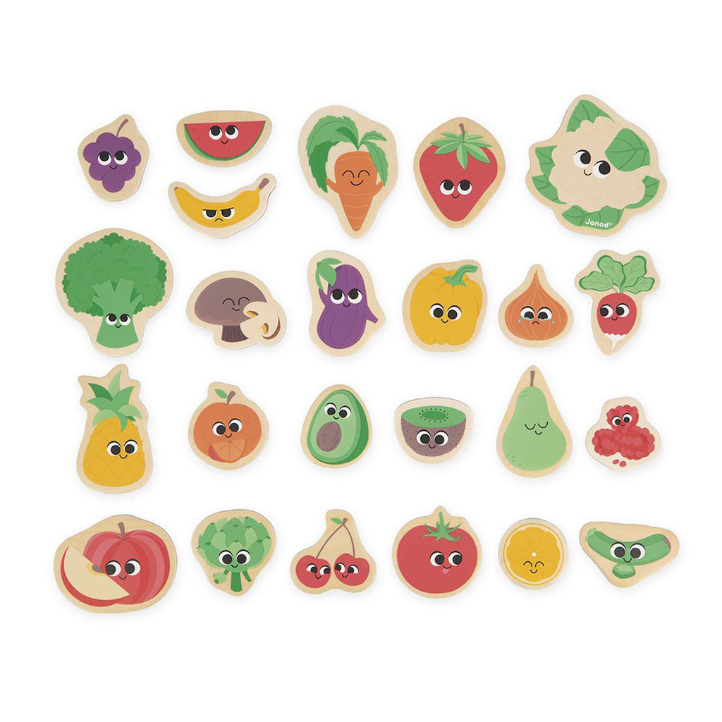 Magnets dinosaures en bois FSC 24 pièces beige - fruits et légumes