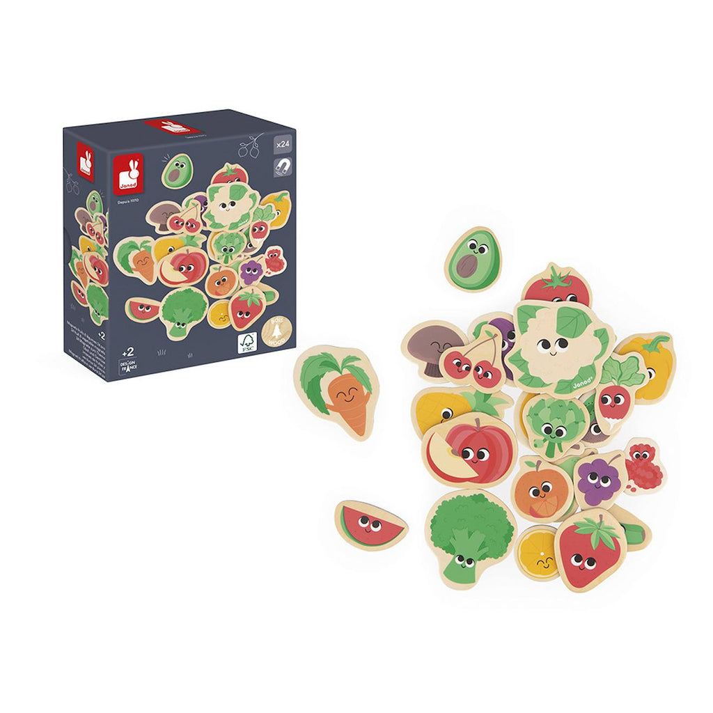 Magnets dinosaures en bois FSC 24 pièces beige - fruits et légumes