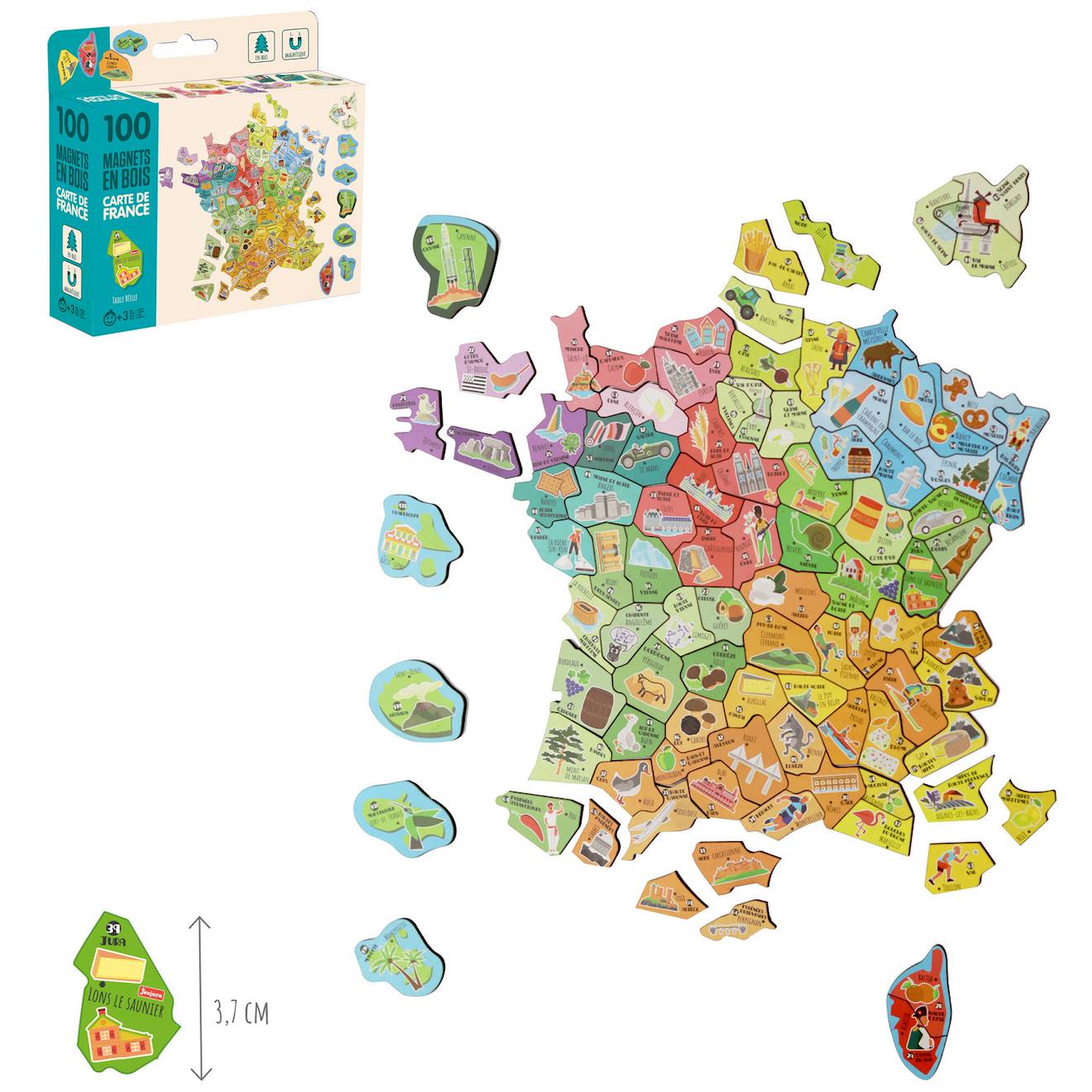 Magnets en bois carte de france beige