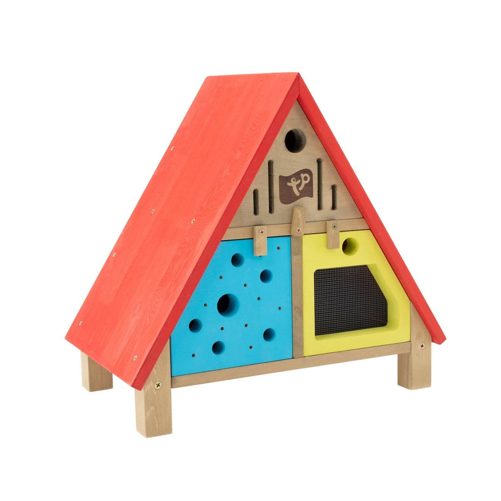 Maison de jardin pour insectes bois FSC marron - bleu - rouge - jaune
