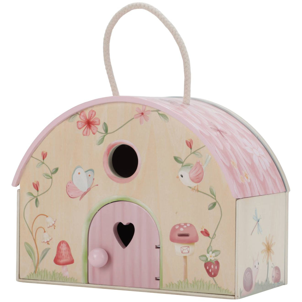 Maison de poupée en bois FSC fairy garden rose, jaune, vert, beige, mult