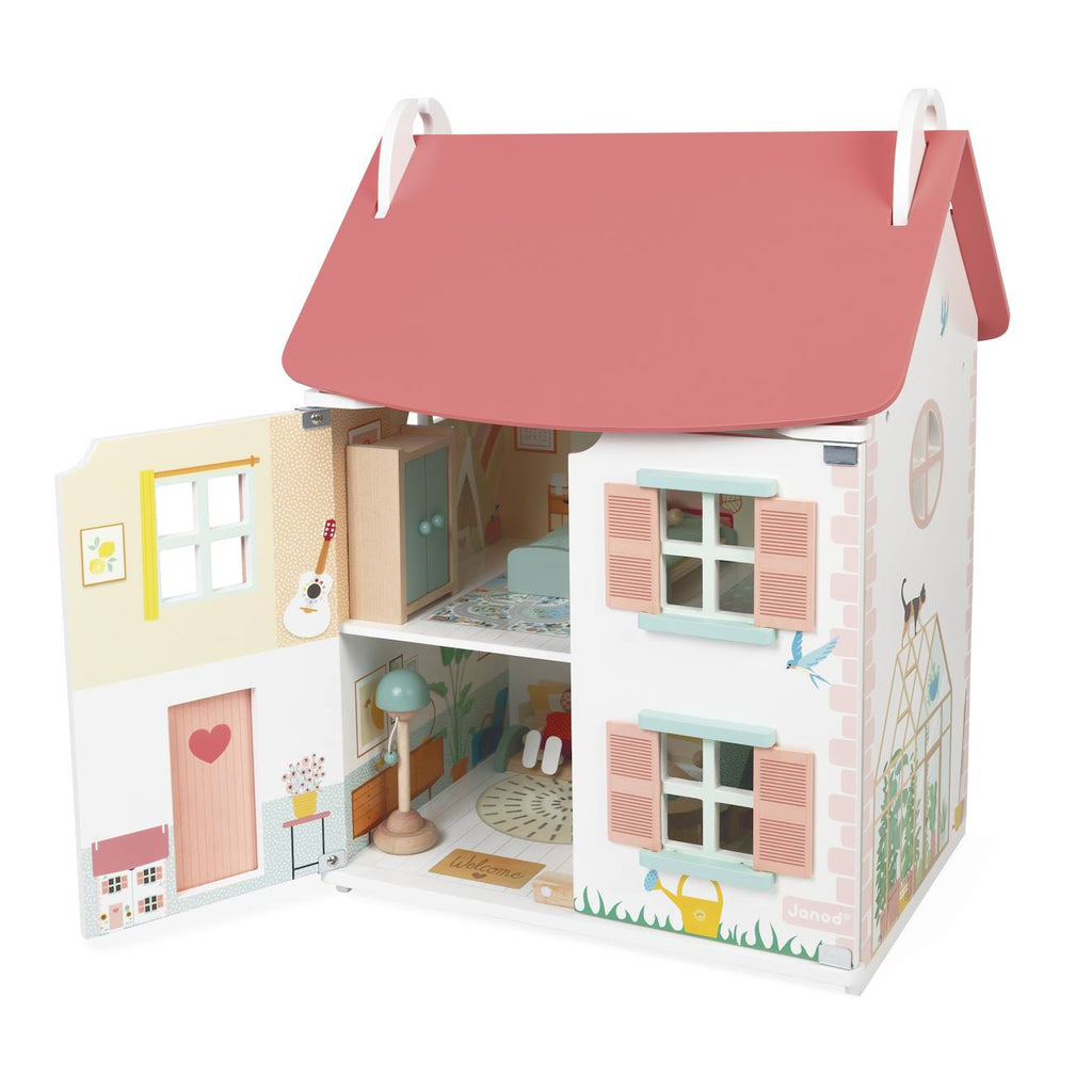 Maison de poupée en bois multicolore