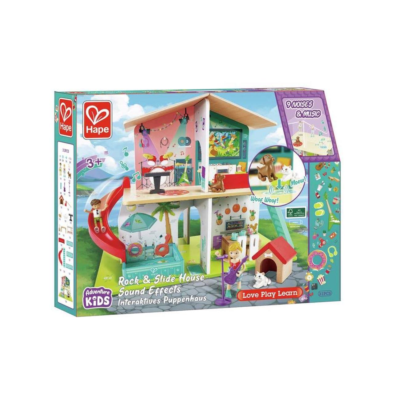 Maison de poupées interactive avec sons multicolore