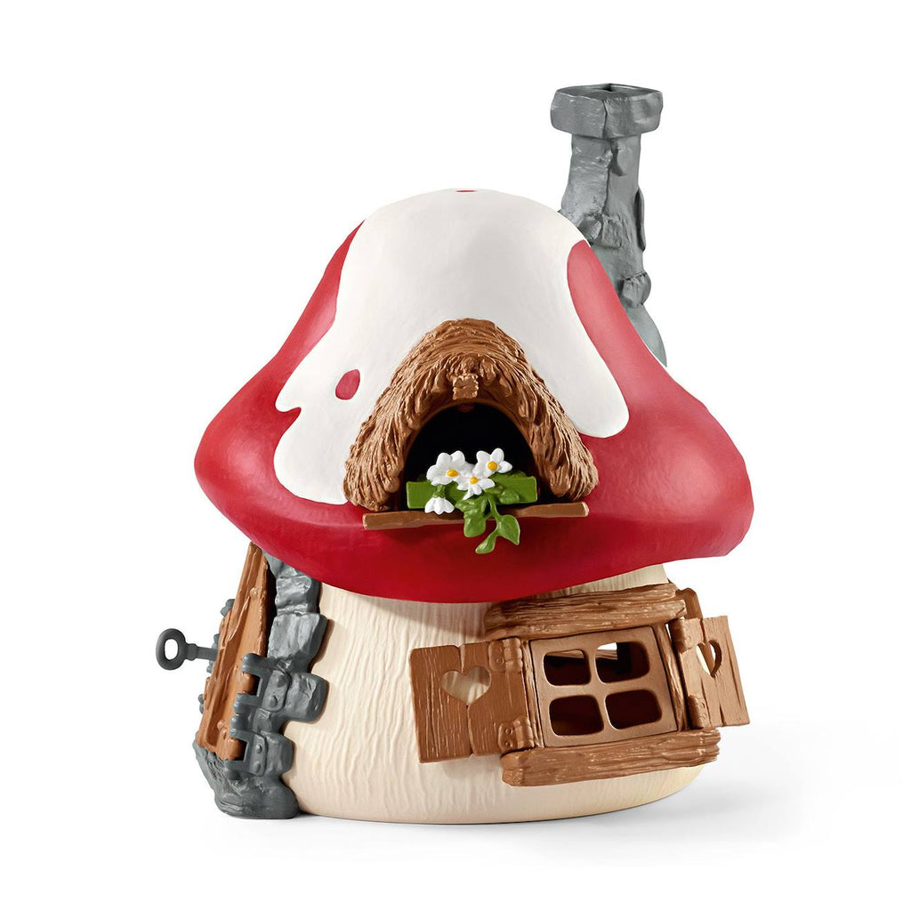 Maison des schtroumpfs avec 2 figurines rouge