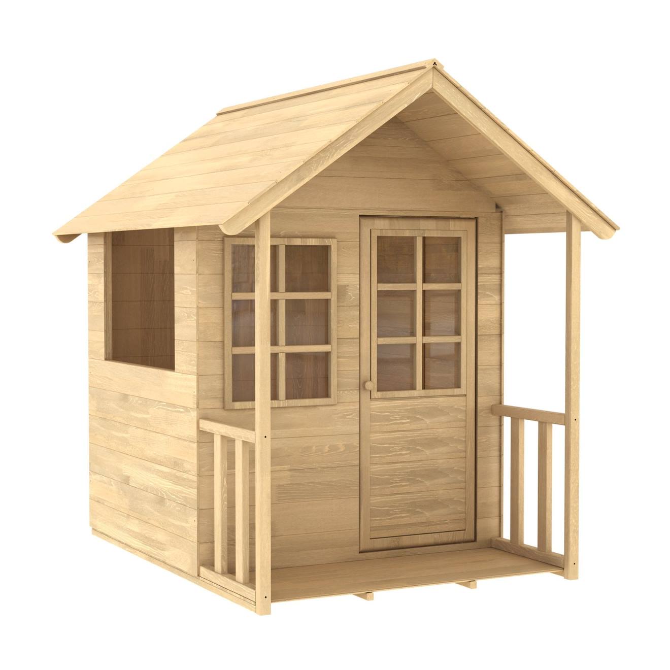 Maisonnette cabane enfant lavande bois FSC marron