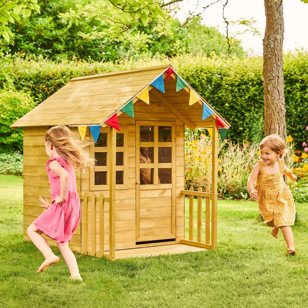 Maisonnette cabane enfant lavande bois FSC marron