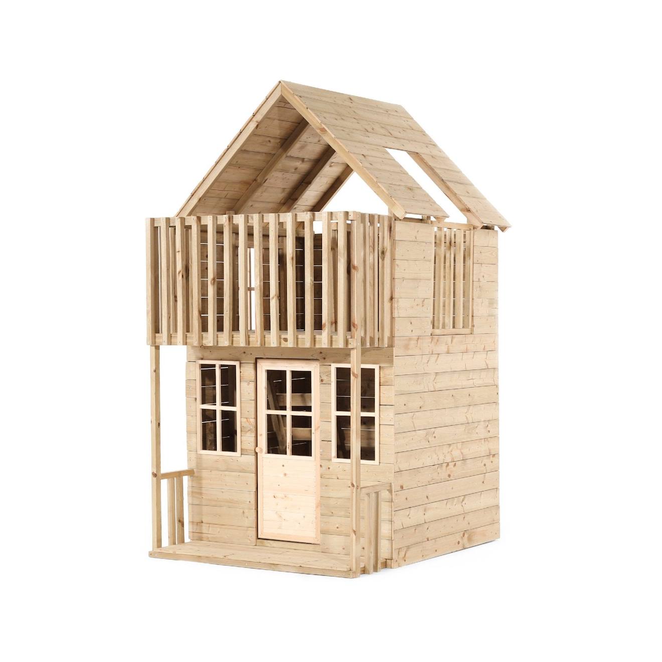 Maisonnette cabane loft bois FSC marron