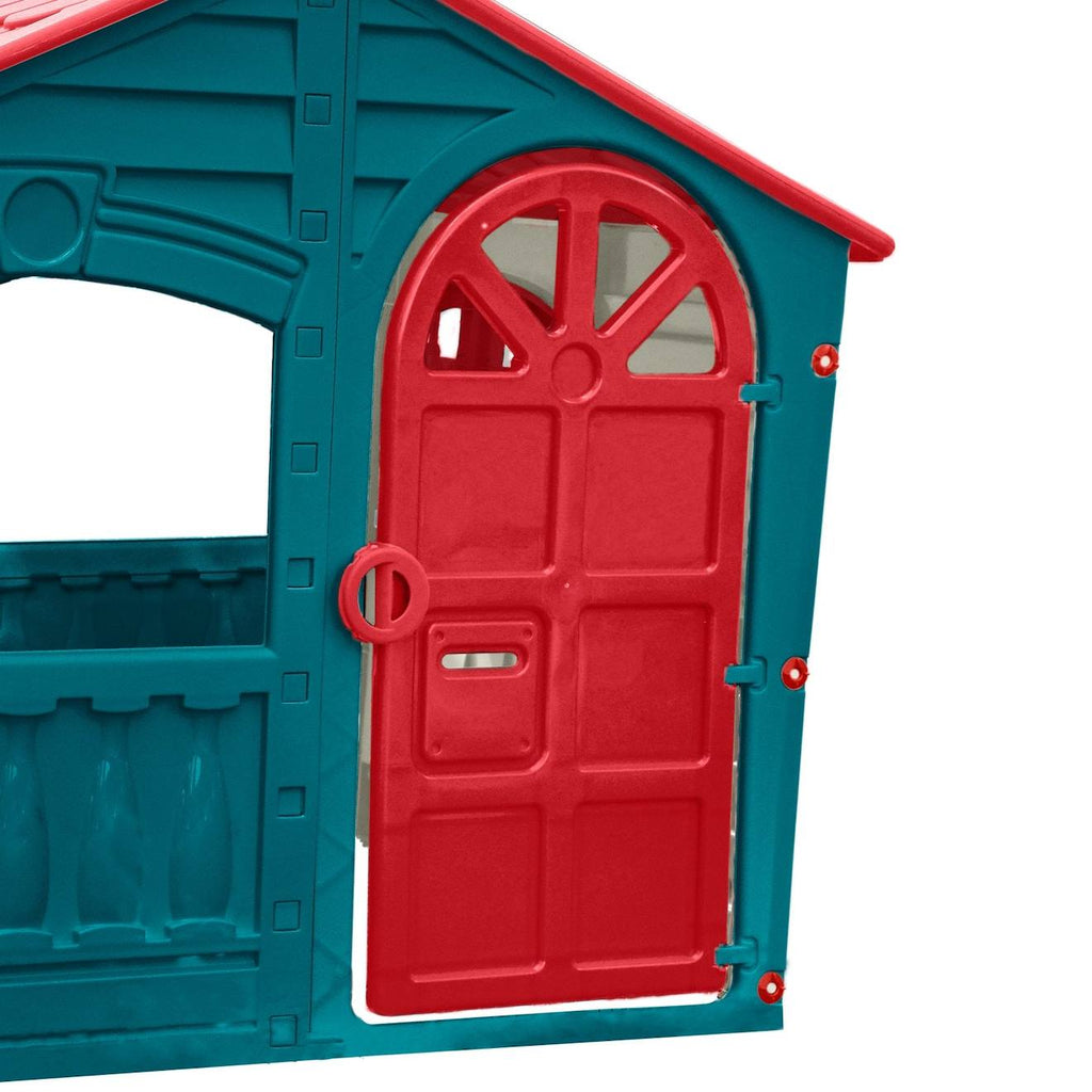 Maisonnette cabane twilight plastique bleu - rouge - blanc