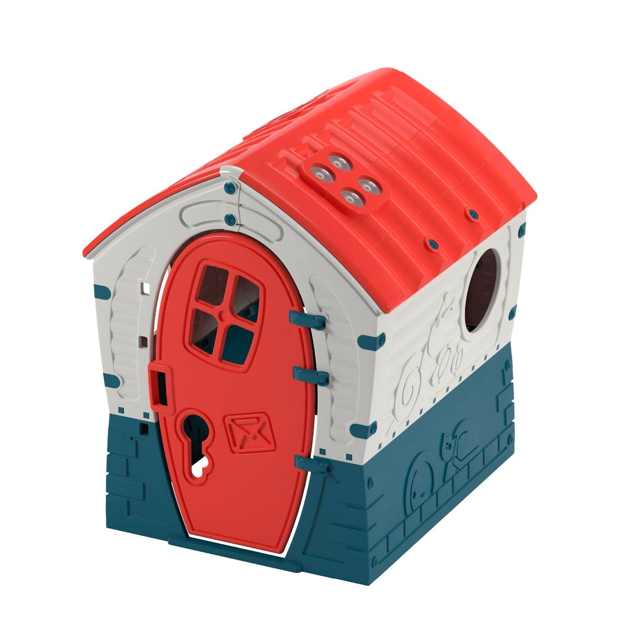 Maisonnette cabane twilight plastique rouge - blanc - bleu