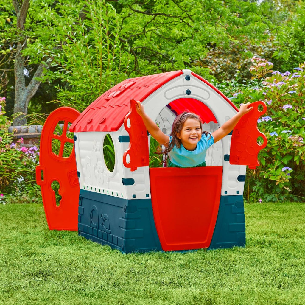 Maisonnette cabane twilight plastique rouge - blanc - bleu