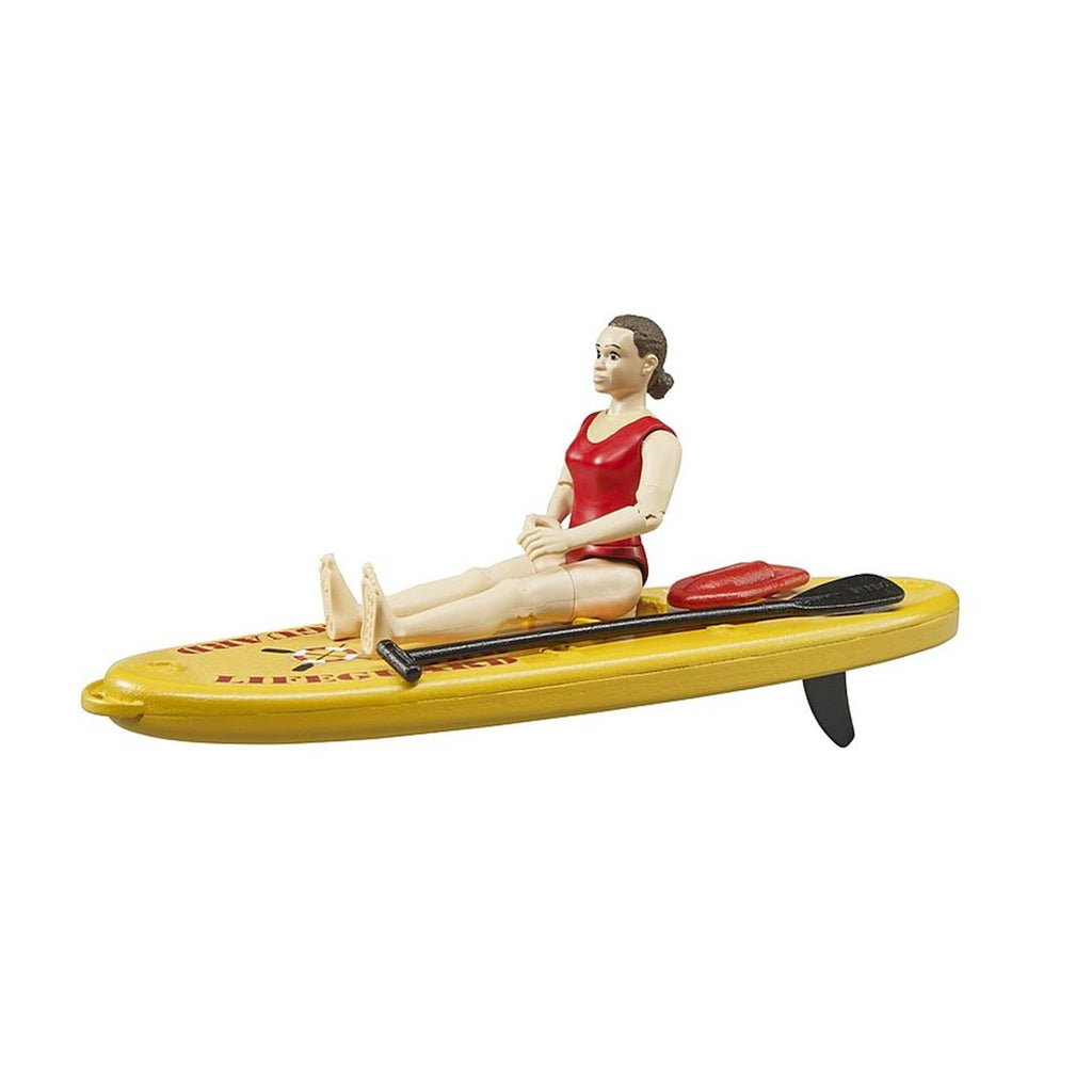 Maître-nageur bworld avec stand up paddle jaune et rouge