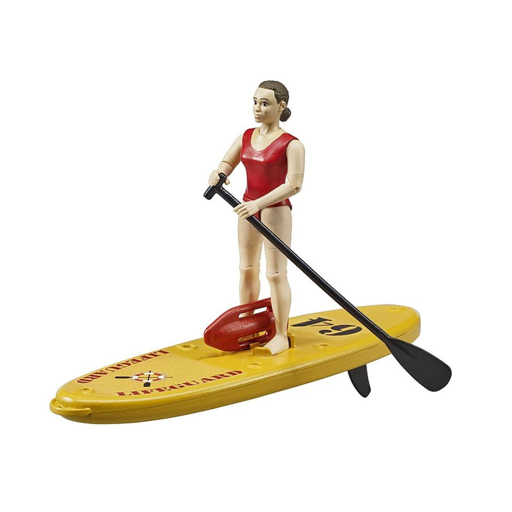 Maître-nageur bworld avec stand up paddle jaune et rouge