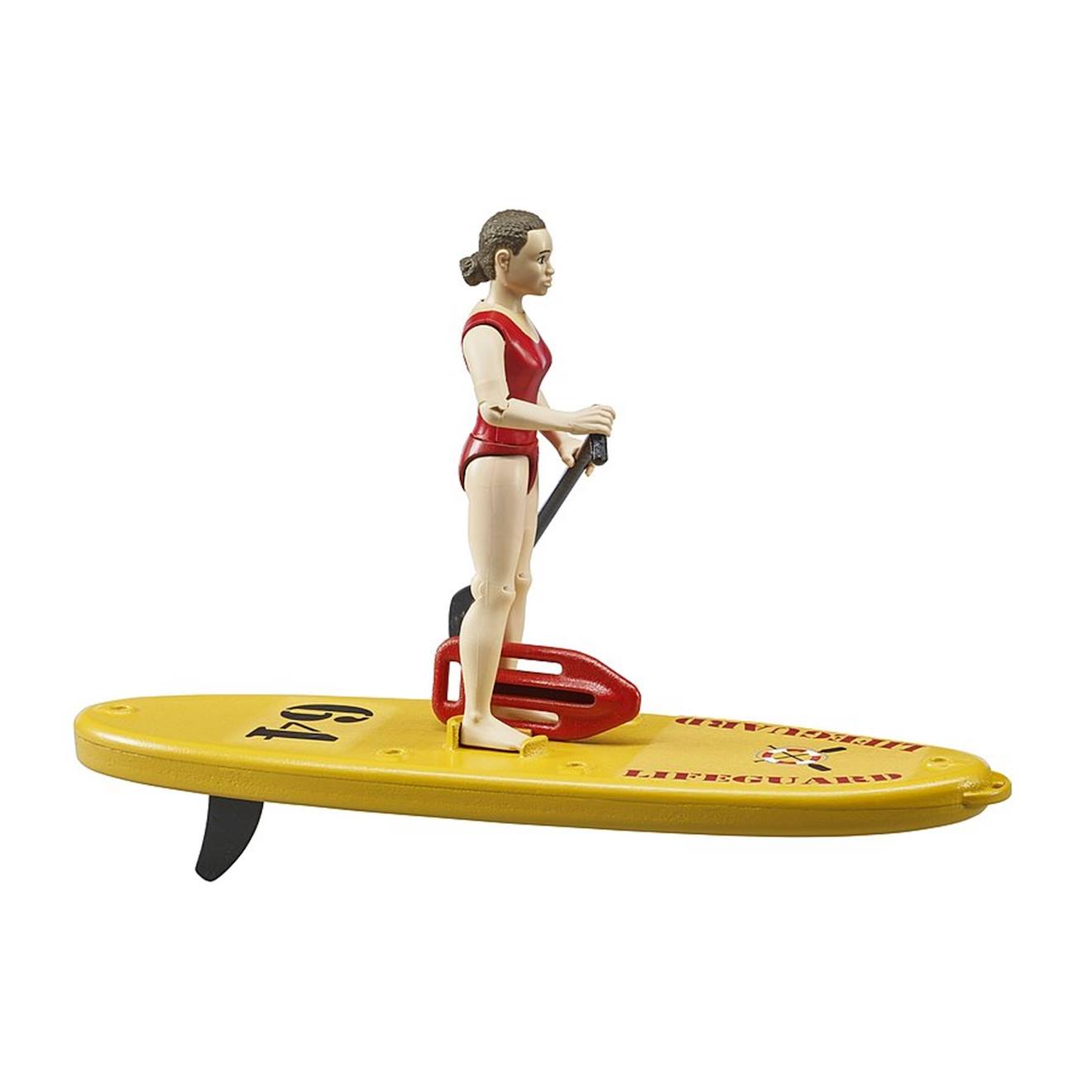Maître-nageur bworld avec stand up paddle jaune et rouge