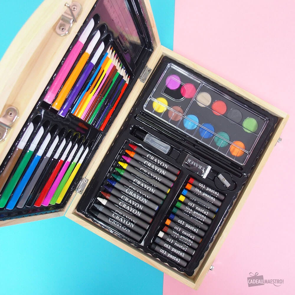 Mallette Coloriage en Bois - Papeterie Originale CadoMaestro