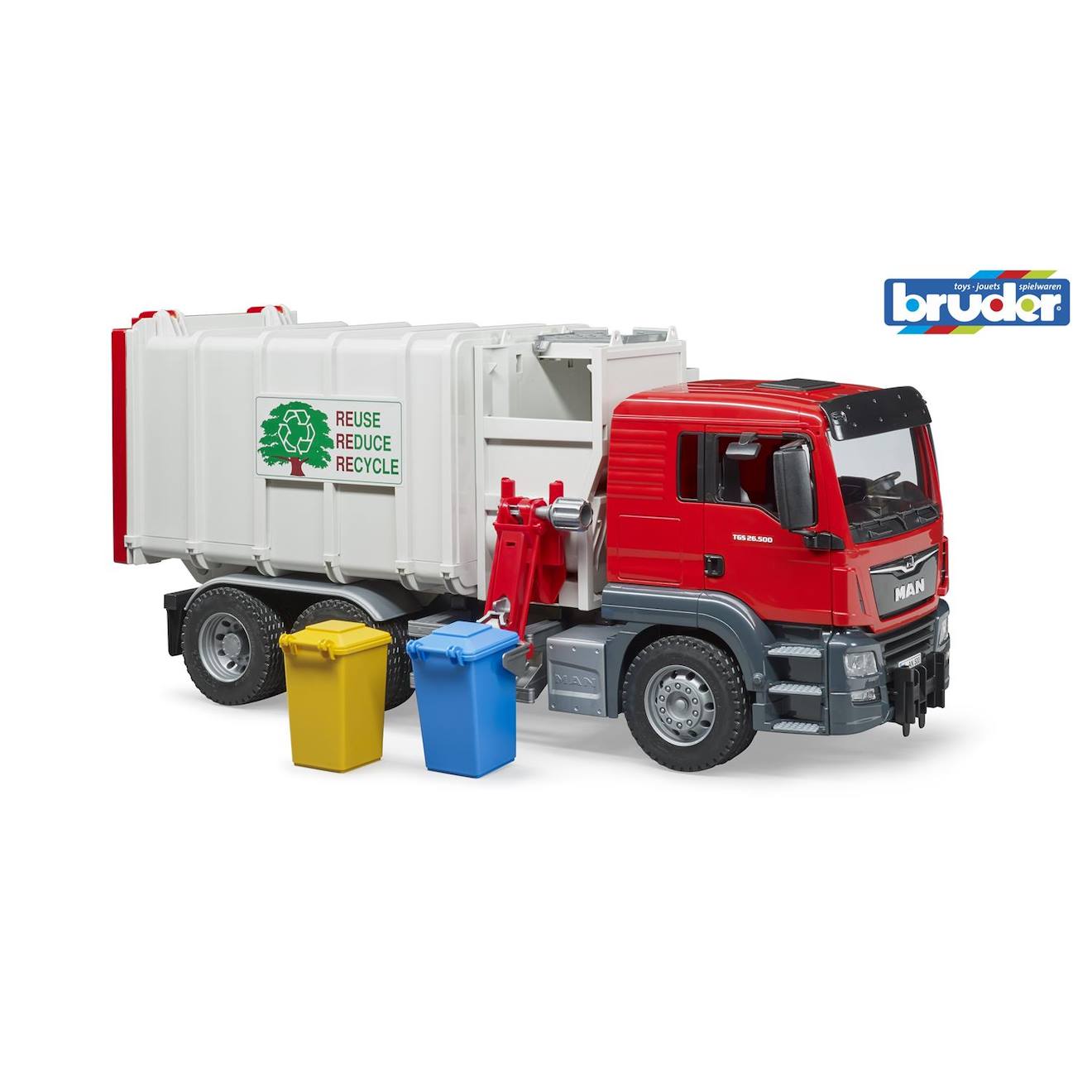Man tgs camion poubelles avec chargement latéral multicolore