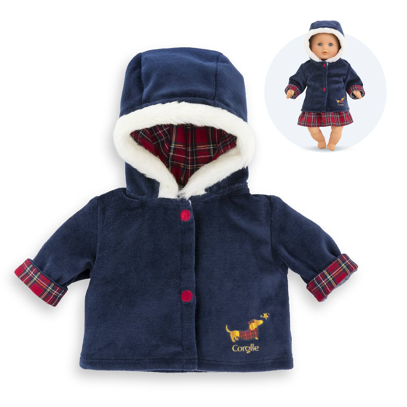 Manteau Corolle en fêtes pour poupon 30 cm bleu