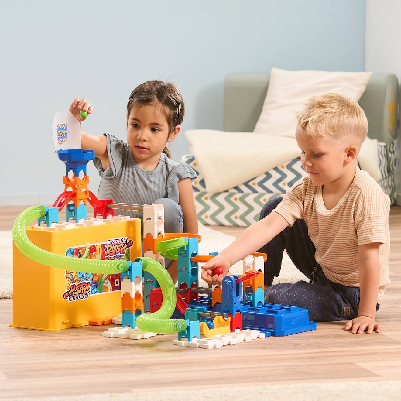 Marble rush circuit à billes super sky tower set multicolore