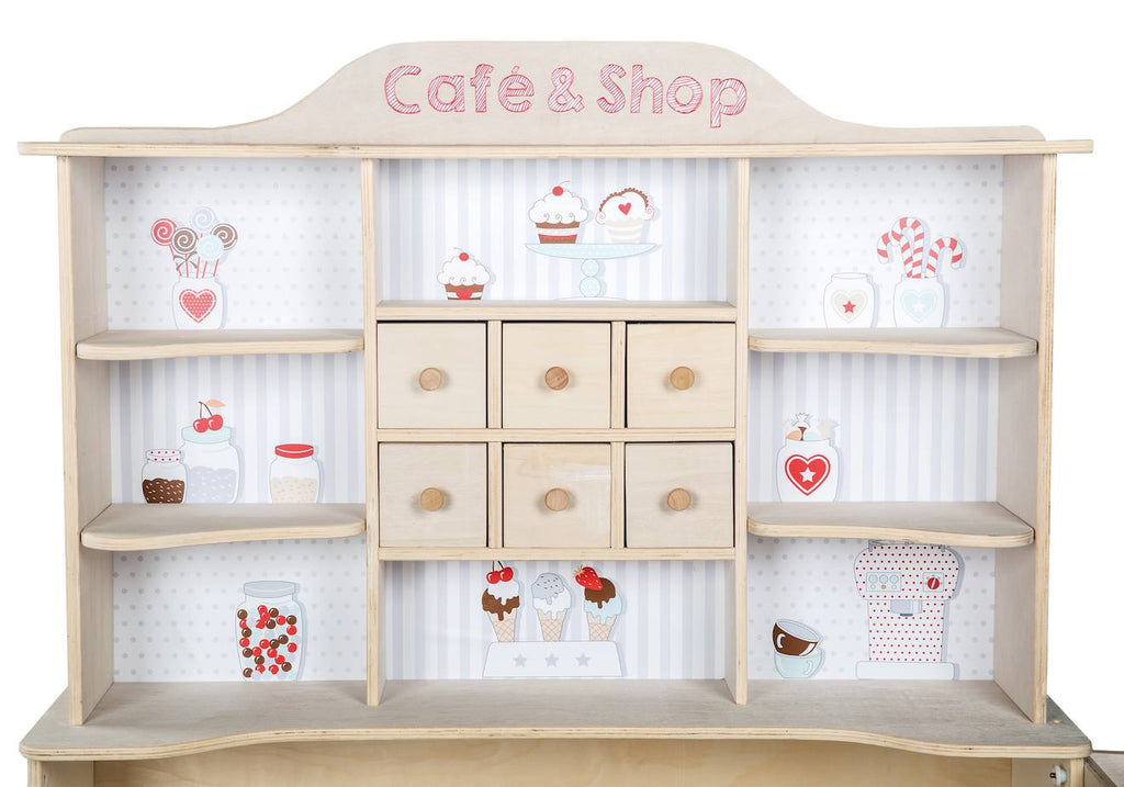 Marchande en bois motif confiserie café & shop naturel - sans accessoires
