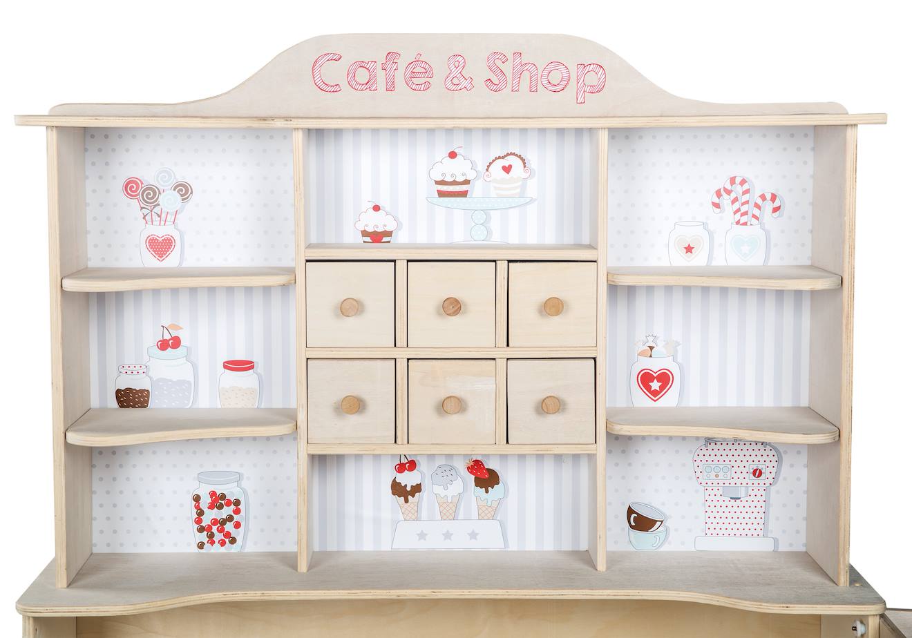 Marchande en bois motif confiserie café & shop naturel - sans accessoires