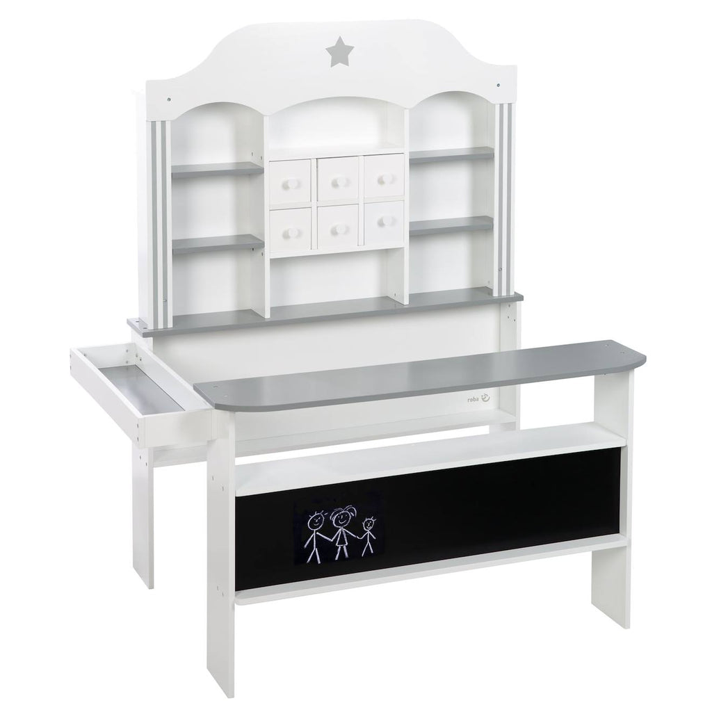 Marchande enfant en bois à 6 tiroirs candy shop blanc - gris /sans accessoires