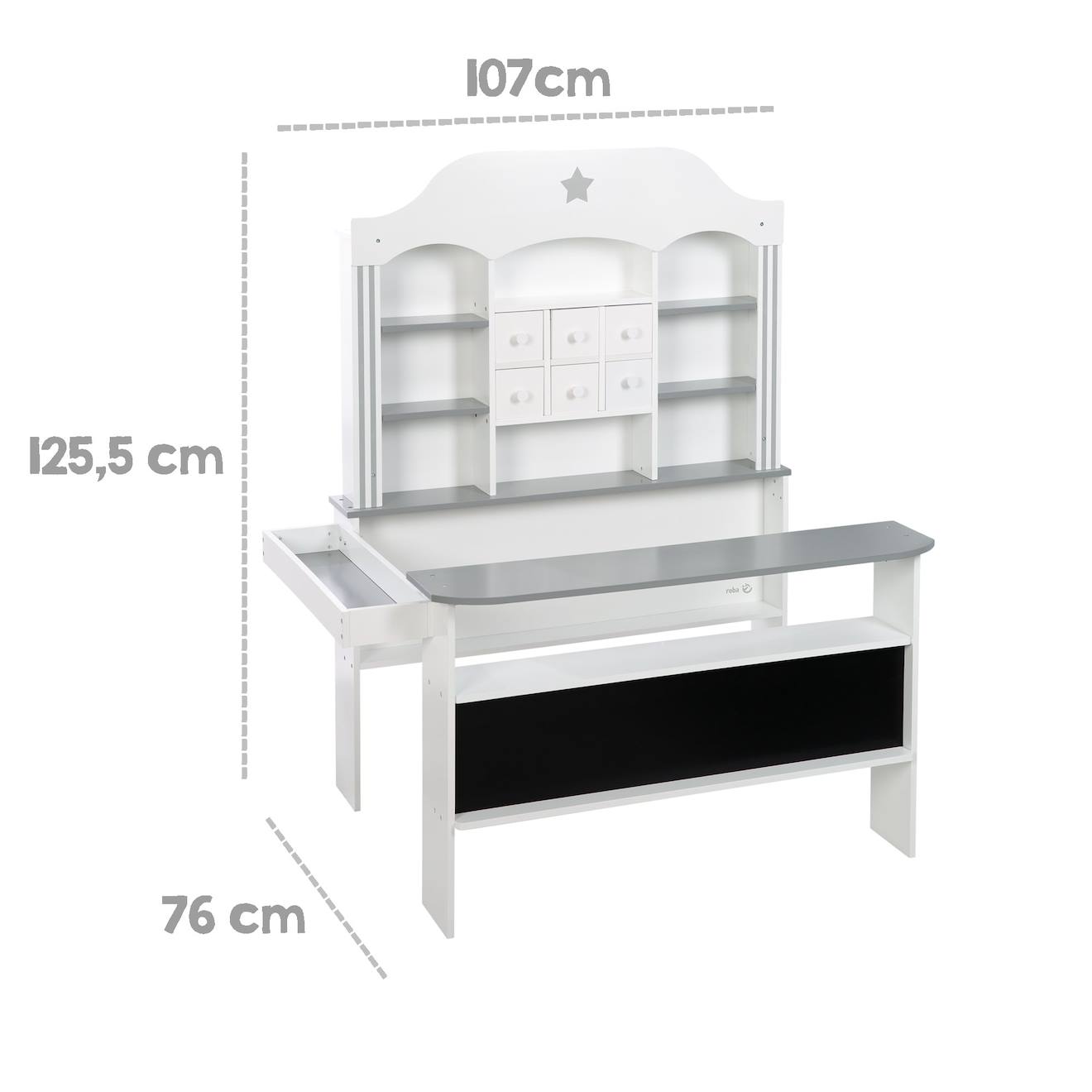 Marchande enfant en bois à 6 tiroirs candy shop blanc - gris /sans accessoires
