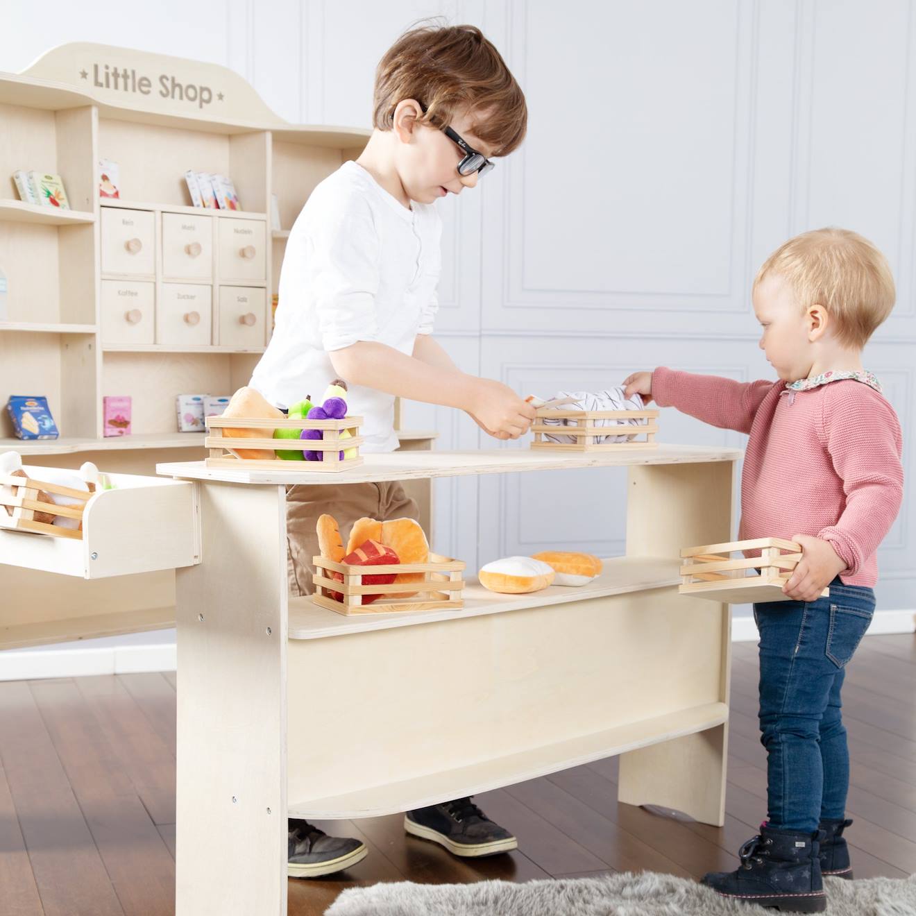 Marchande enfant en bois à 6 tiroirs little shop naturel / sans accessoires