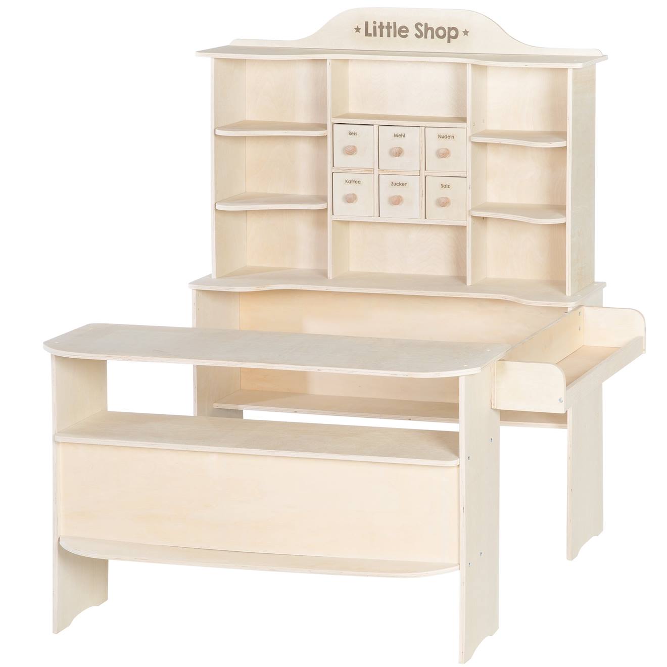 Marchande enfant en bois à 6 tiroirs little shop naturel / sans accessoires