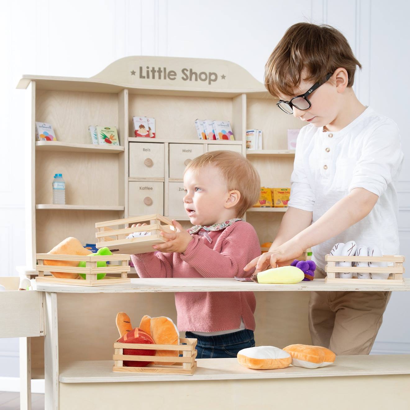 Marchande enfant en bois à 6 tiroirs little shop naturel / sans accessoires