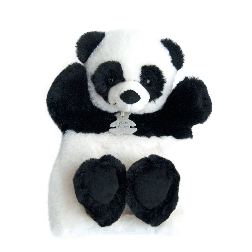 Marionnette à main panda 25 cm noir