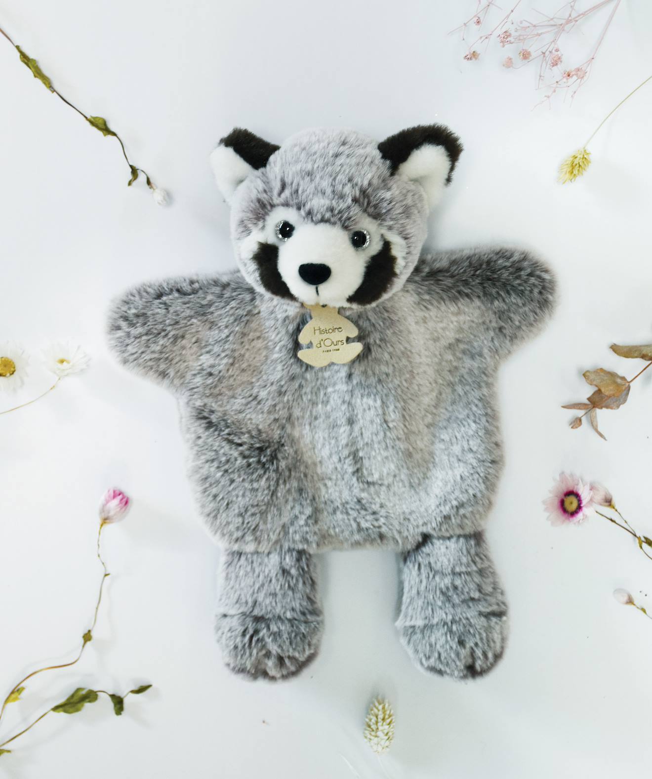 Marionnette à main panda gris 25 cm gris