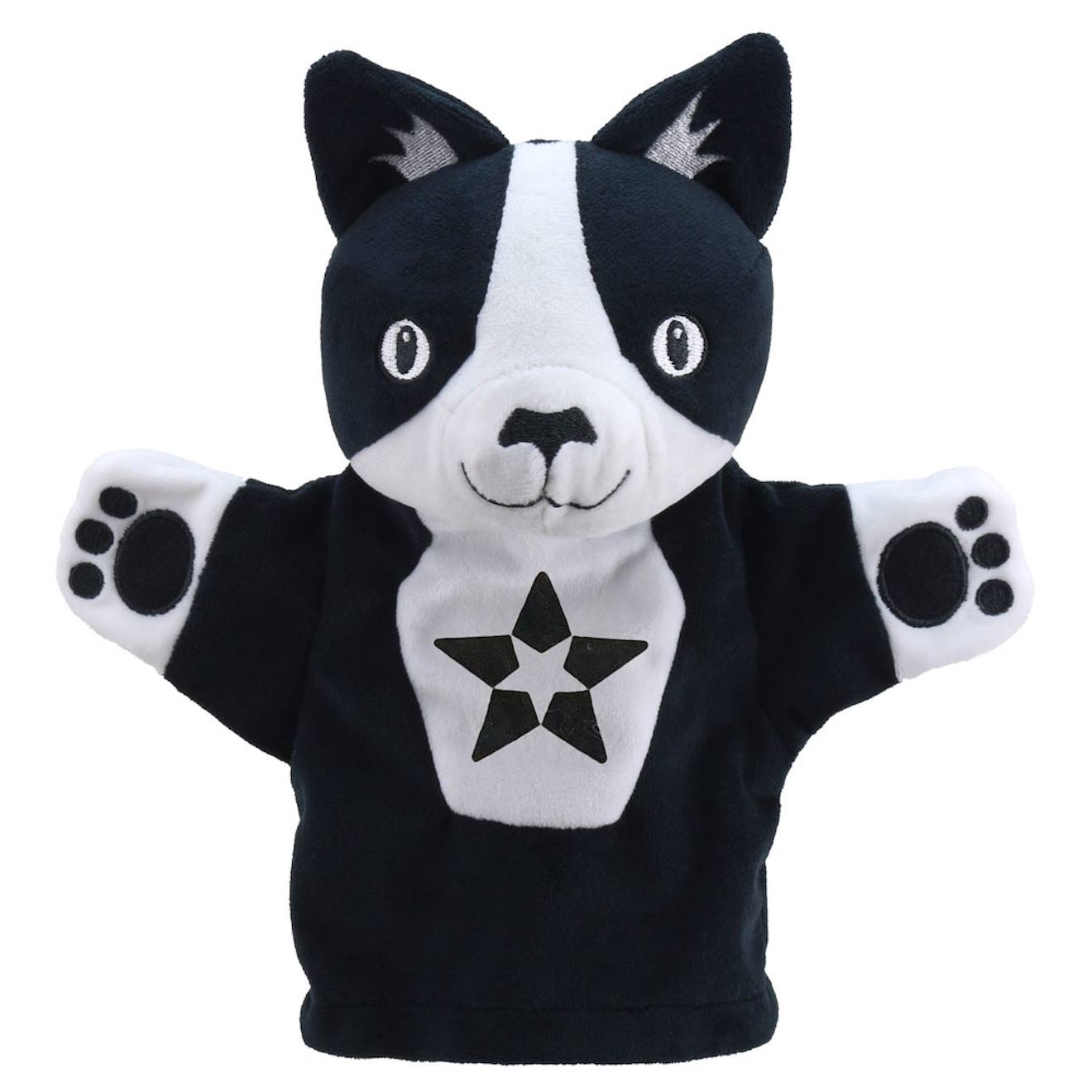 Marionnette chat noir et blanc noir