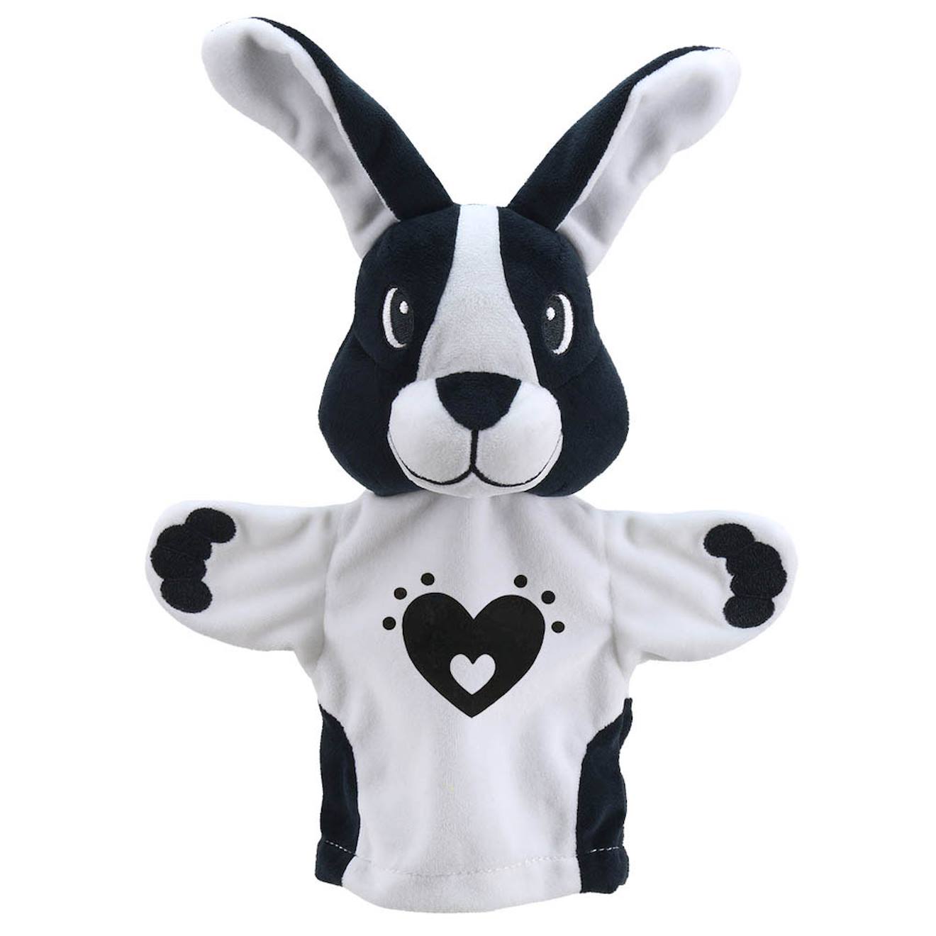 Marionnette lapin noir et blanc noir