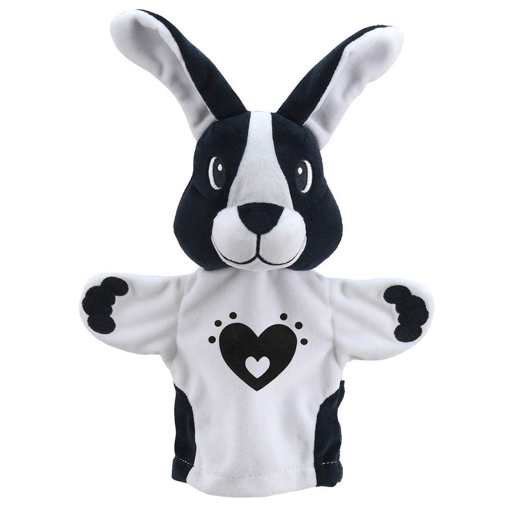 Marionnette lapin noir et blanc noir