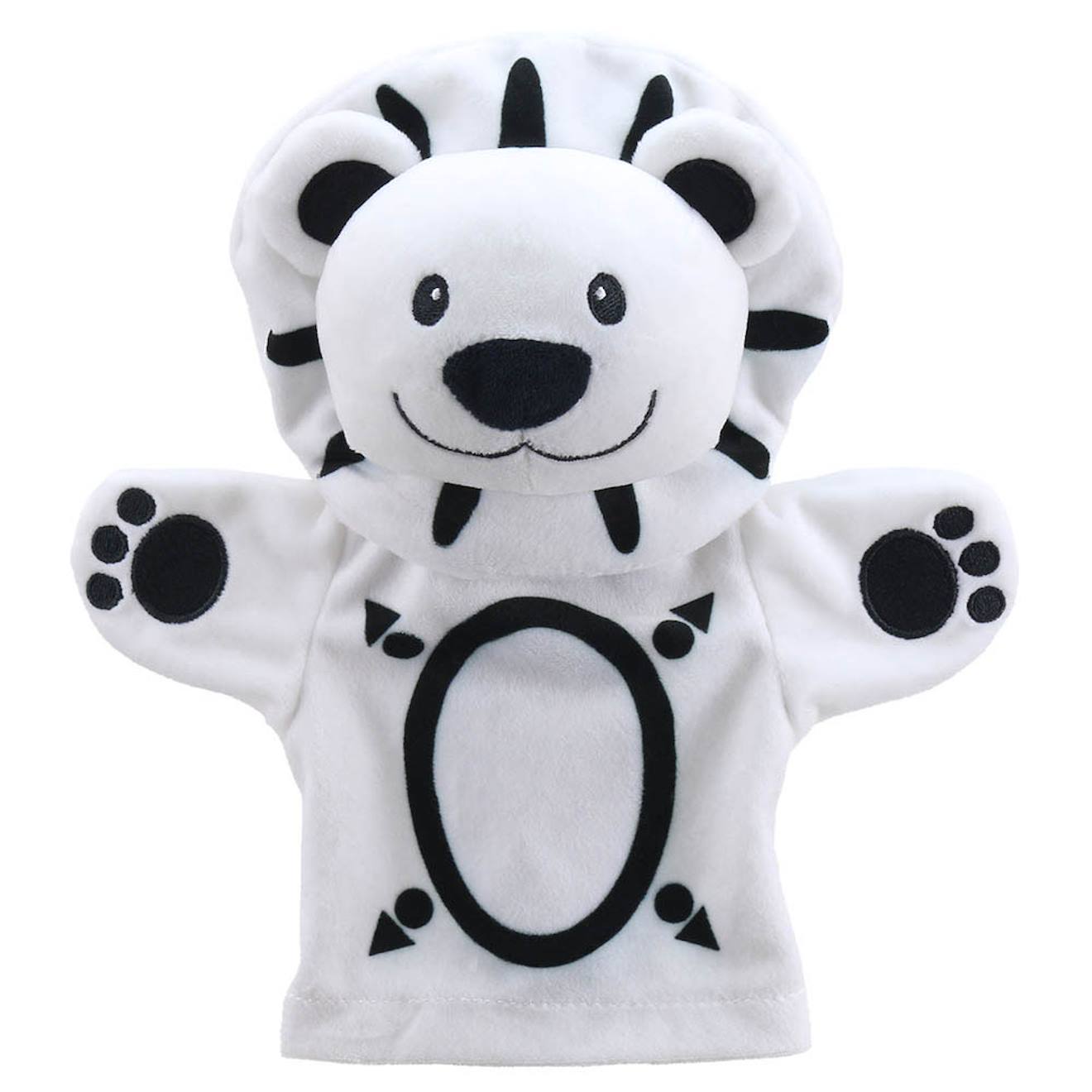 Marionnette lion noir et blanc