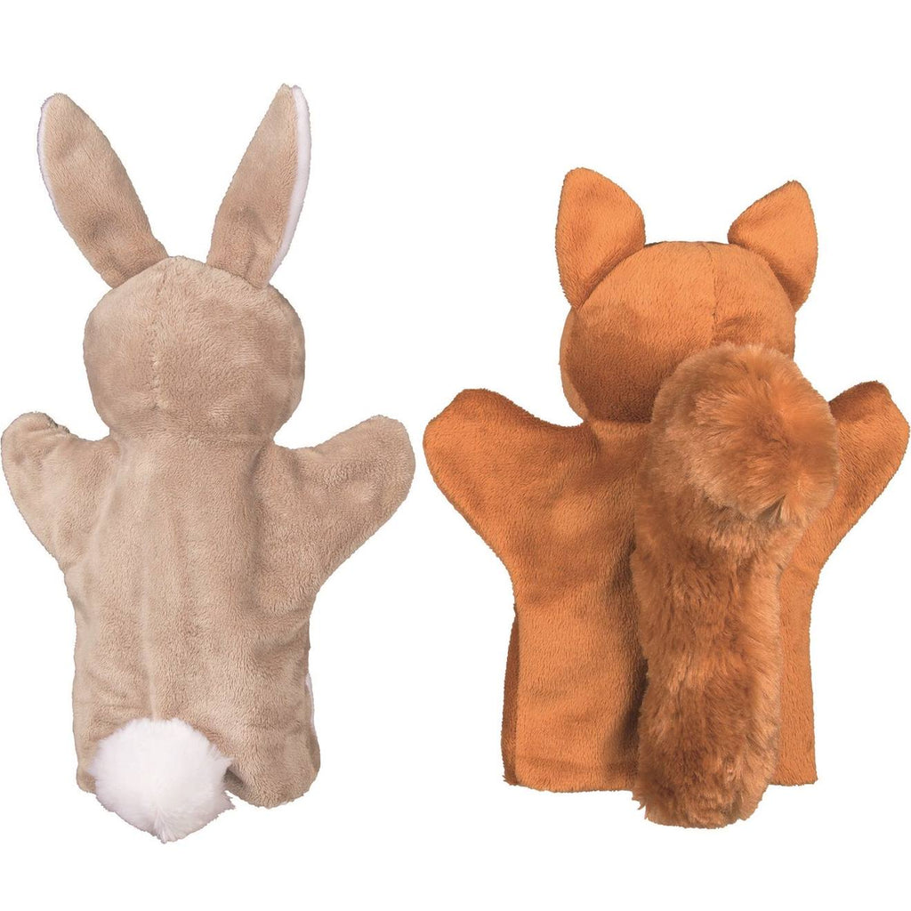 Marionnettes écureuil, lapin et hérisson multicolore
