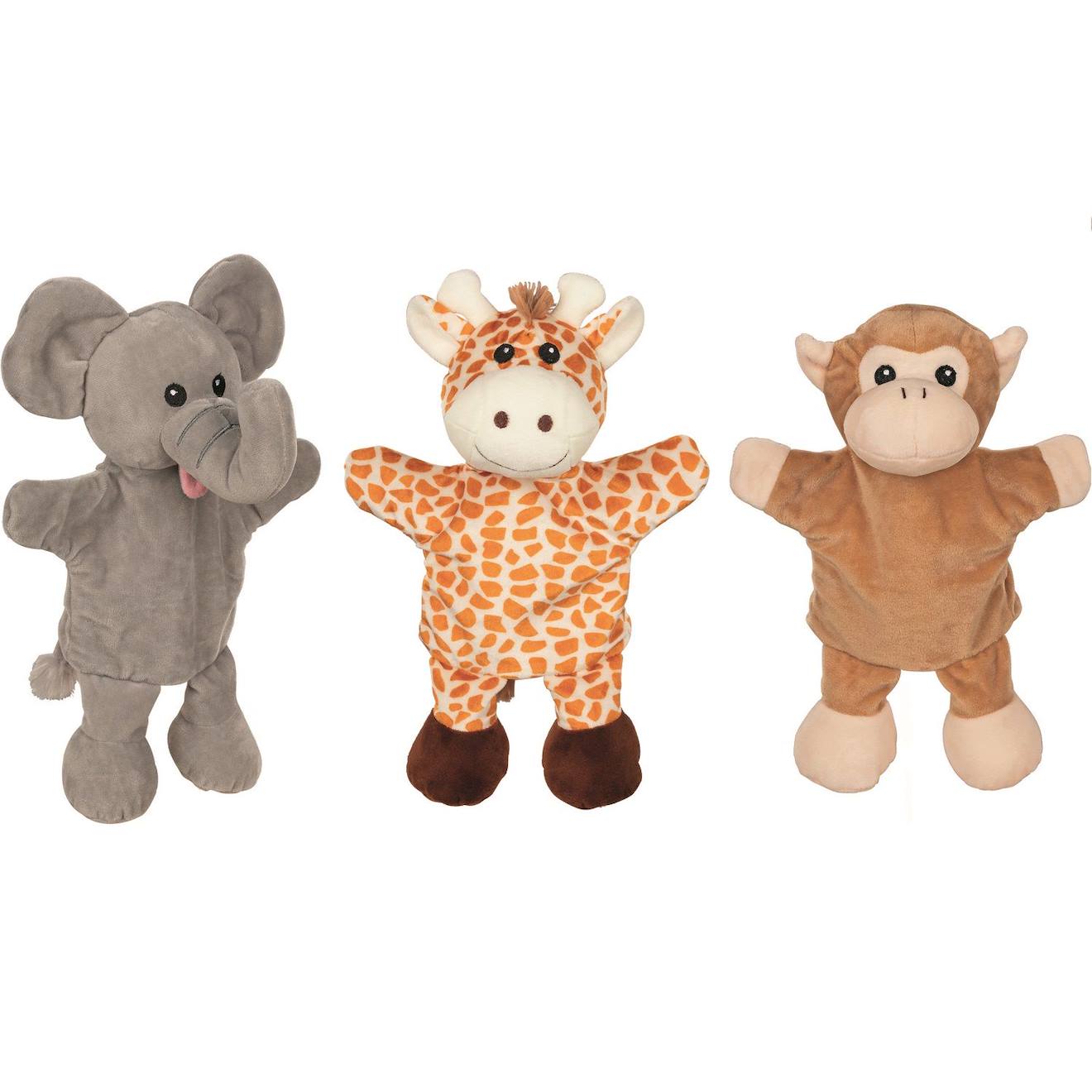 Marionnettes girafe singe éléphant marron